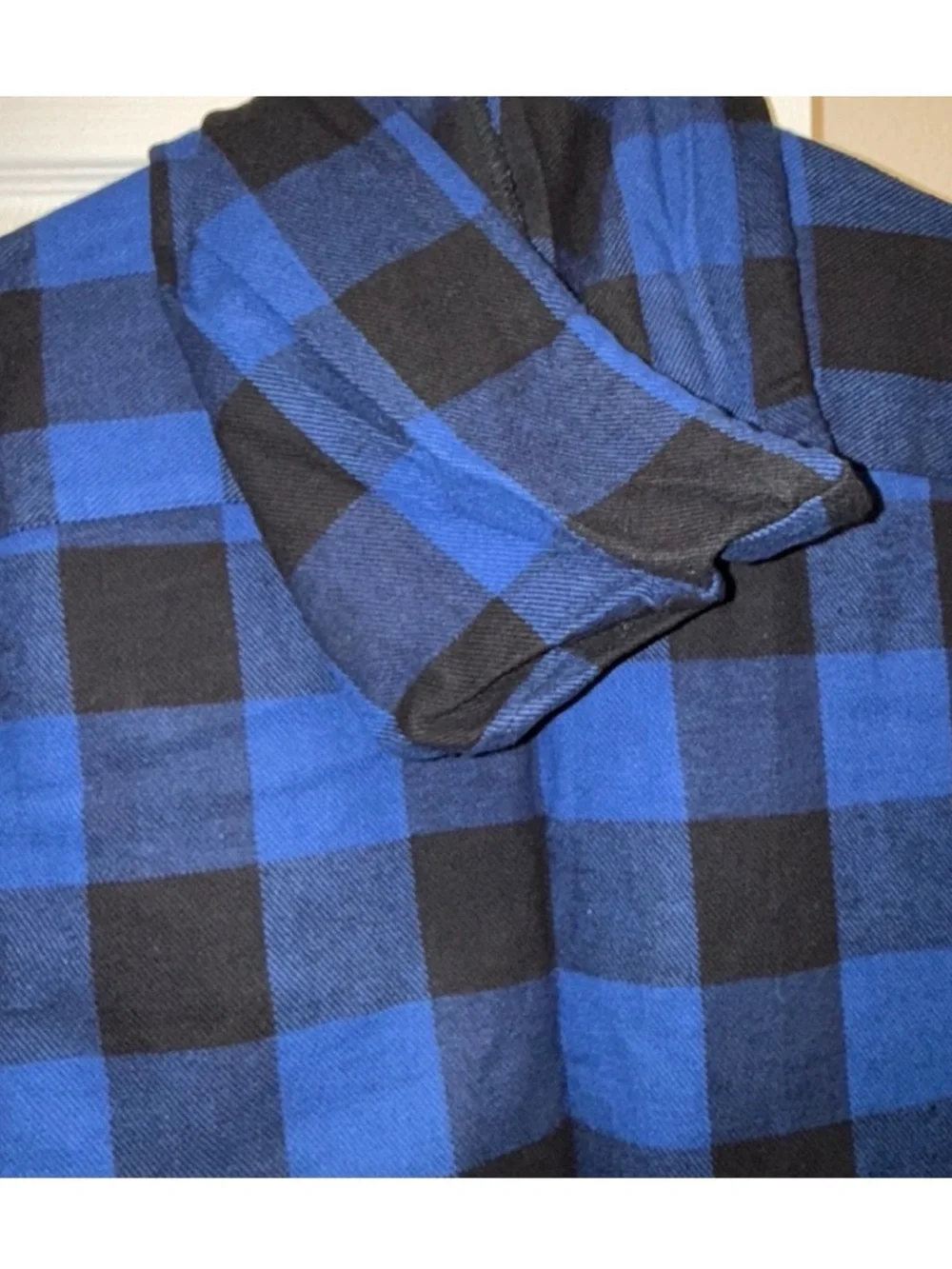 Forever 21 Blue and Black Plaid Hooded Shirt Jacket